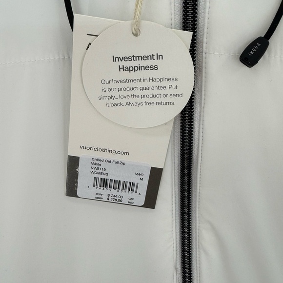 NWT Vuori Chiled Out Full Zip White Medium - Picture 8 of 12